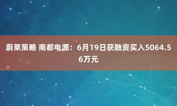 蔚莱策略 南都电源：6月19日获融资买入5064.56万元