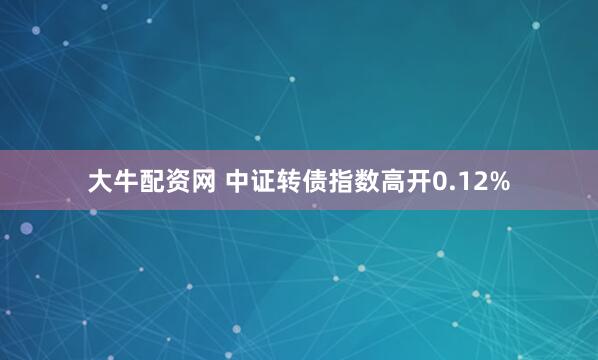 大牛配资网 中证转债指数高开0.12%